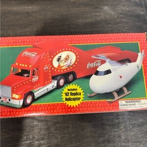 Coca Cola Red Truck Playset with White Helicopter